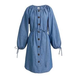 J.Crew Tie-sleeve button-front dress in chambray. Size XSP 100% Cotton